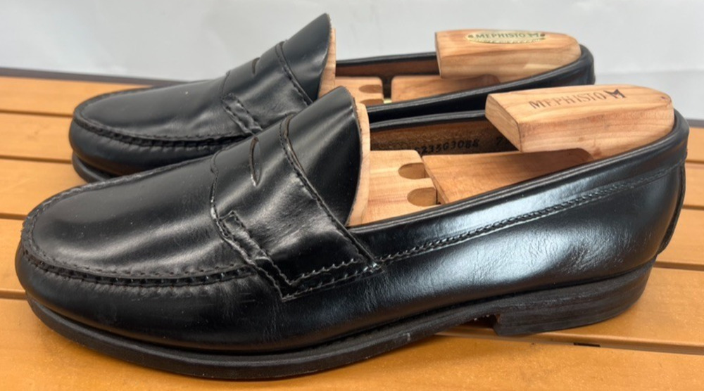 Vintage G.H. Bass Weejuns Logan Penny Loafers Made in USA 9 EEE Extra Wide Blk